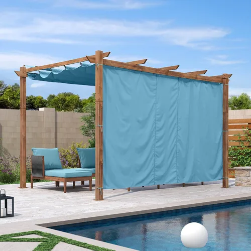 Miniatura 23 de PURPLE LEAF Pérgola retráctil para exteriores de 10 x 10 pies con toldo, refugio de metal para patio, jardín, pabellón, marco de grano de madera