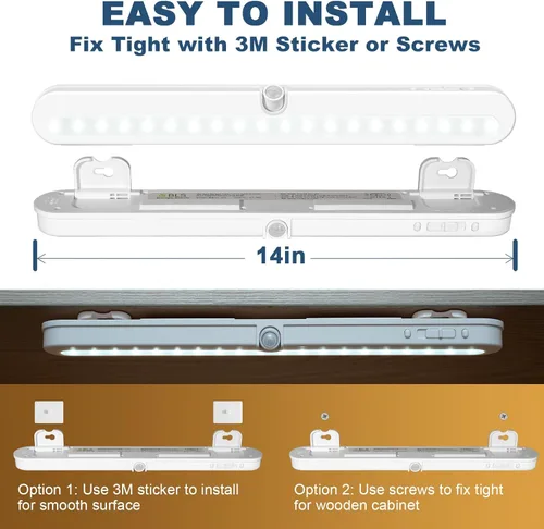 Miniatura 3 de BLS T01L - Luz LED para armario, súper brillante, 20 LED, iluminación debajo del gabinete, alimentada por batería/entrada de CC, luz inalámbrica