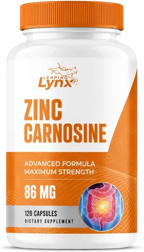 Zinc Carnosine 86 mg – Complejo de zinc + L-carnosina clínicamente estudiado para revestimiento intestinal y apoyo estomacal | 120 cápsulas