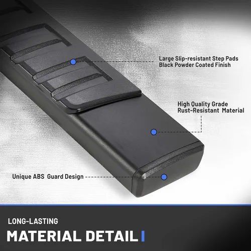 Miniatura 6 de PZ Estribos de 6 pulgadas para Dodge Ram 1500 Crew Cab 2019-2025, nuevo estilo de carrocería, aleación de aluminio negro, escalón lateral Nerf Bar