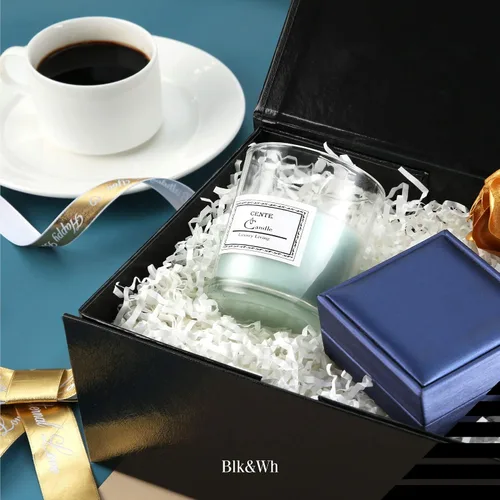 Miniatura 2 de BLK&WH Caja de regalo de 9 x 6.5 x 3.8 pulgadas, caja de regalo negra, caja de padrino, caja plegable con tapa de cierre magnético para embalaje