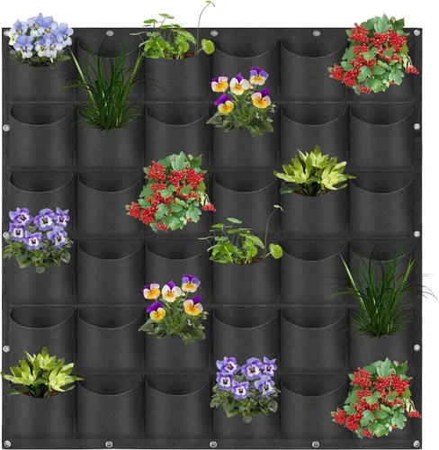 Miniatura 13 de Bolsas colgantes para macetas con 12 bolsillos, bolsas de cultivo verticales para colgar en la pared, macetas de jardín de hierbas para interiores