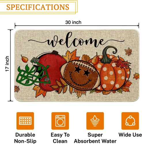 Miniatura 3 de Hello Fall Front Door Mat Indoor Outdoor Entrance, Autumn Pumpkin Door Mats Outside Entrance Fall Porch Welcome Mat Doormat Outdoor Mats for Front