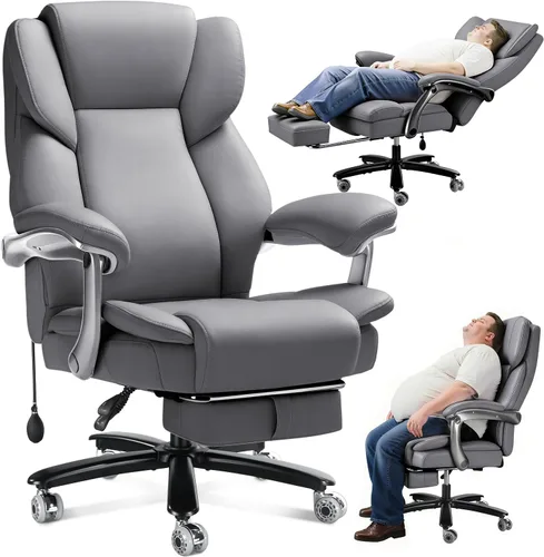 Miniatura 12 de Silla de oficina grande y alta de 600 libras para personas pesadas, silla de escritorio de oficina ejecutiva resistente y cómoda con soporte lumbar