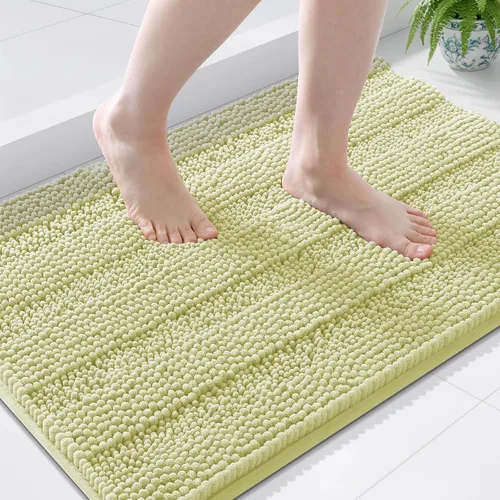 Miniatura 69 de Grandaily Alfombras de baño de felpilla a rayas de 24 x 16 pulgadas, extra gruesas y suaves, absorbentes, parte trasera de goma, alfombra de ducha