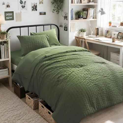 Miniatura 17 de Zzlpp Juego de edredón King de 7 piezas, ropa de cama de seersucker naranja quemado en una bolsa con sábanas, juegos de ropa de cama ligeros con 1