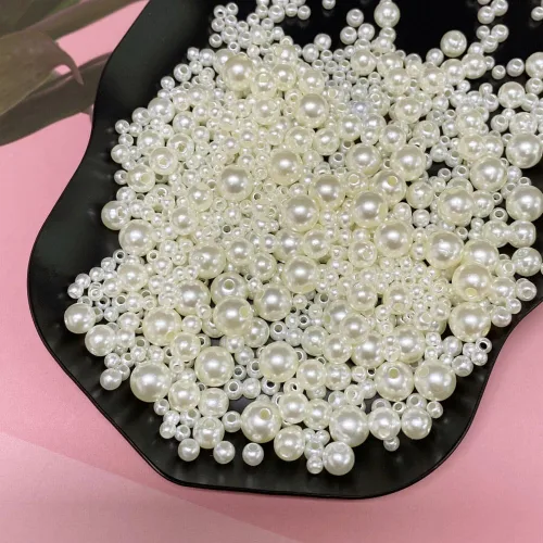Miniatura 2 de Cuentas de perlas mixtas de 30 a 0.315 in, perlas redondas sueltas de satén, cuentas de plástico para hacer joyas, aretes, pulseras, collares