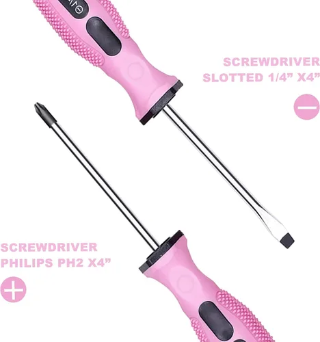 Miniatura 3 de FASTPRO Kit de herramientas rosa de 7 piezas, juego de herramientas para el hogar para mujeres, herramientas manuales básicas para mantenimiento