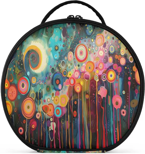 Miniatura 15 de senya Bolsa redonda para cosméticos, estuche de viaje para maquillaje, bolsa organizadora de maquillaje con divisores ajustables, portátil