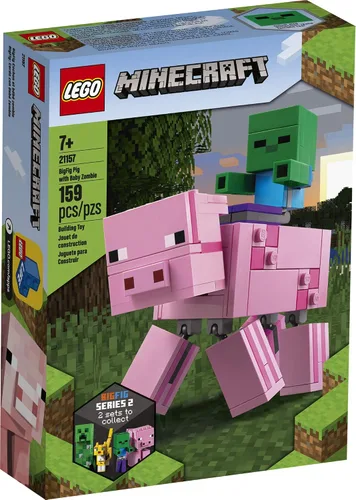 Miniatura 4 de LEGO Minecraft Pig BigFig and Baby Zombie Character 21157 - Figura de animal de juguete para niños para niños (159 piezas)