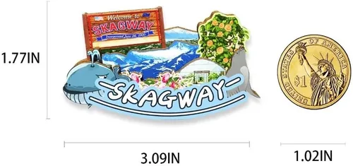 Miniatura 3 de USA Skagway - Imán para nevera, diseño de madera en 3D, para viajes, recuerdos coleccionables, decoración hecha a mano, 2