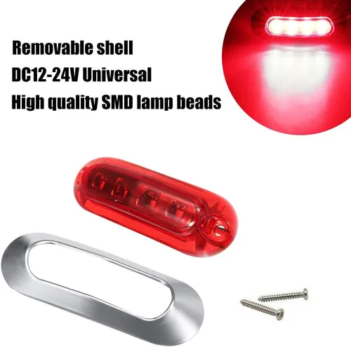 Miniatura 5 de ALFU 10 piezas de luces indicadoras laterales LED rojas DC12V-24V, lámparas de despeje delanteras y traseras, luces interiores con bisel cromado