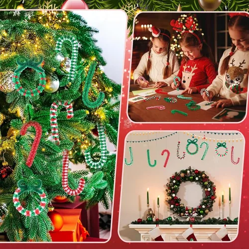 Miniatura 4 de Amaney - 1000 cuentas de tres cuentas de Navidad con cuentas de bastón de caramelo, verde, rojo y blanco, cuentas para adornos navideños