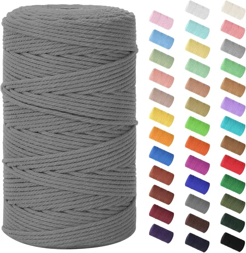Miniatura 90 de Cordón de macramé de 0.079 in x 380 yardas (1140 pies), cuerda de algodón natural para colgar en la pared, ganchos de plantas, manualidades, Beige
