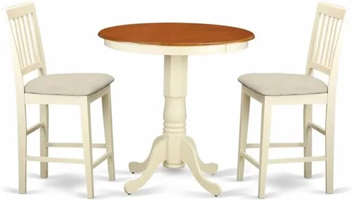 Miniatura 12 de East West Furniture EDVN5-WHI-W - Juego de mesa de comedor de 5 piezas de altura para encimera de cocina, incluye una mesa redonda de madera