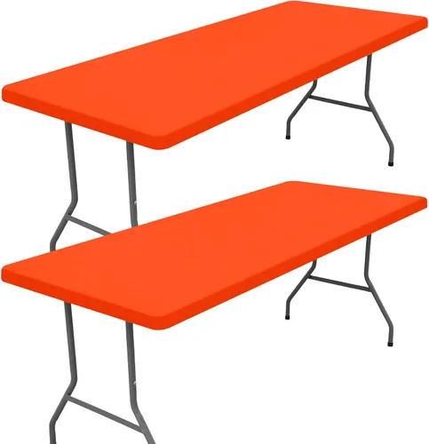 Miniatura 68 de Moosfor Paquete de 2 manteles rectangulares de elastano de 4 pies, elásticos y ajustables para pícnic, cubierta de mesa de patio elástica y lavable