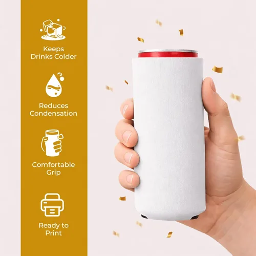 Miniatura 4 de Slim - Paquete de 12 fundas enfriadoras de latas con aislamiento de neopreno en blanco para latas de cerveza y refrescos delgados de 12 onzas