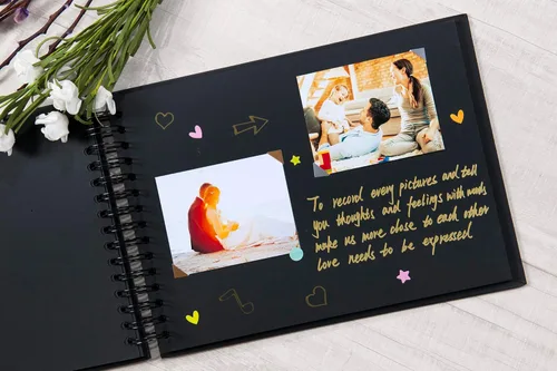 Miniatura 3 de potricher 12.2 x 8.5 Pulgadas Gran Álbum de Fotos de Bricolaje con Tapa Dura de 80 Páginas de Papel Kraft Grueso, Álbum de Recortes para Boda, Negro