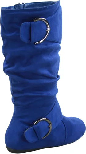 Miniatura 2 de FZ-Fits Botas de mujer con hebilla lateral, cierre de cremallera, puntera redonda, planas, con tacón bajo, de media pantorrilla