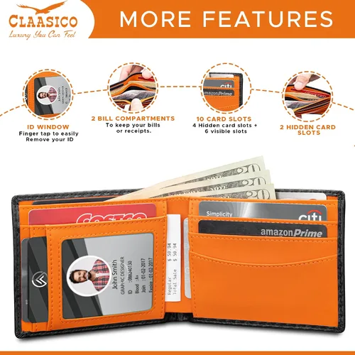 Miniatura 8 de Cartera para hombre Cartera delgada de piel auténtica con RFID Regalo para hombres empaquetado en elegante caja de regalo