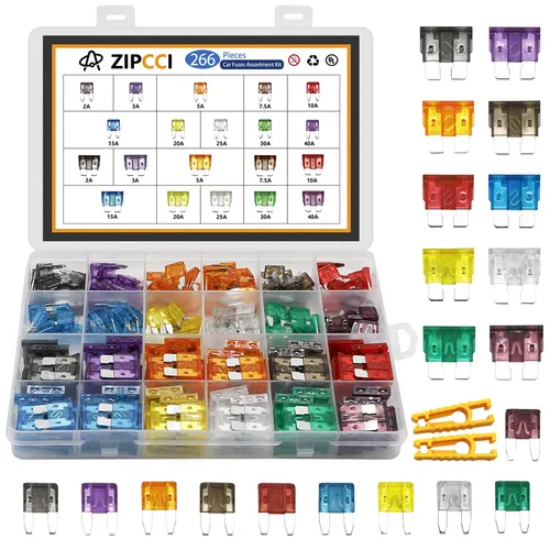 ZIPCCI 266 piezas – Kit surtido de fusibles para automóvil, mini y fusibles automotrices estándar, fusible automático de hoja para accesorios de RV,