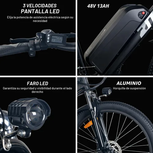 Miniatura 6 de ZNH Bicicleta eléctrica para adultos, bicicleta de montaña eléctrica de 26 pulgadas, motor sin escobillas de 1000 W, 23+MPH y batería extraíble