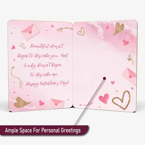 Miniatura 2 de Tarjeta de feliz día de San Valentín para esposa o novia, hecha de bambú real, 5 x 7 pulgadas, 1 paquete (sobre incluido), corte láser, tarjeta
