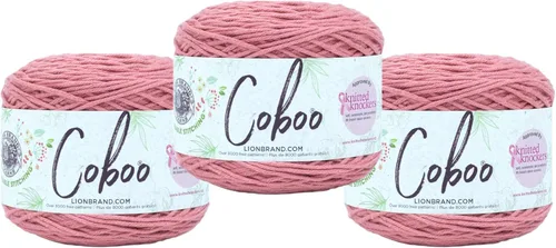 Miniatura 38 de Lion Brand Yarn Coboo, hilo suave para tejer, hacer ganchillo y manualidades, Vanilla Blossom, paquete de 3 Flor de vainilla