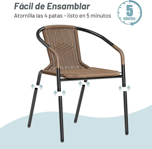 Miniatura 7 de Amopatio Juego de 6 sillas de comedor al aire libre, sillas apilables para patio al aire libre, sillas de ratán para patio, porche, terraza, jardín