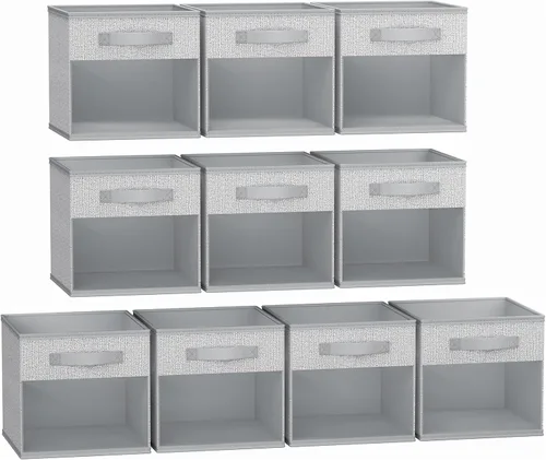 Miniatura 33 de DIMJ Cubo de almacenamiento, 6 paquetes de contenedores plegables con asas, contenedores de tela para organización, cubos organizadores