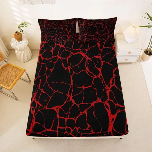 Miniatura 9 de Erosebridal Sábana bajera ajustable de mármol metálico dorado, tamaño individual, sábanas de cama con purpurina dorada negra, diseño de textura