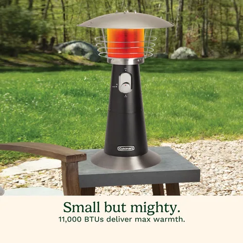 Miniatura 3 de Cuisinart Calentador portátil de patio de mesa, calentador de propano para exteriores de 11,000 BTU con interruptor de inclinación de seguridad