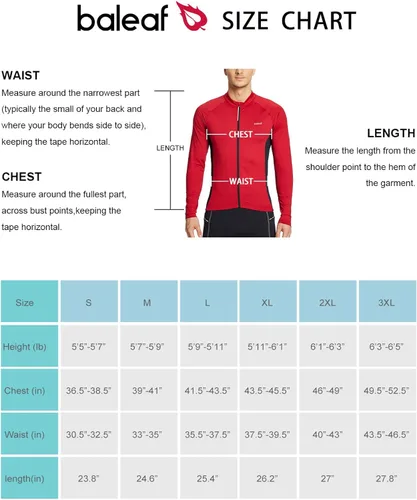 Miniatura 7 de BALEAF Camiseta de ciclismo de manga larga para hombre, para ciclismo de carretera, para bicicleta de montaña, bolsillos con cremallera completa