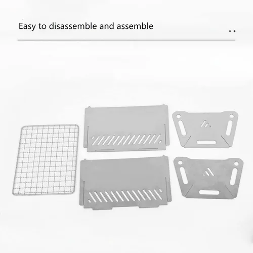 Miniatura 2 de Estufa de leña pequeña para acampar con parrilla de malla para mochileros al aire libre tipo tarjeta desmontable Quemador Solo acero inoxidable