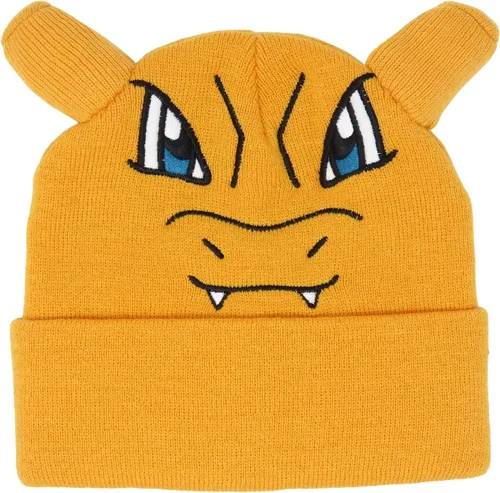 Bioworld Pokemon Charizard - Gorro de punto bordado, talla única, color naranja, Naranja