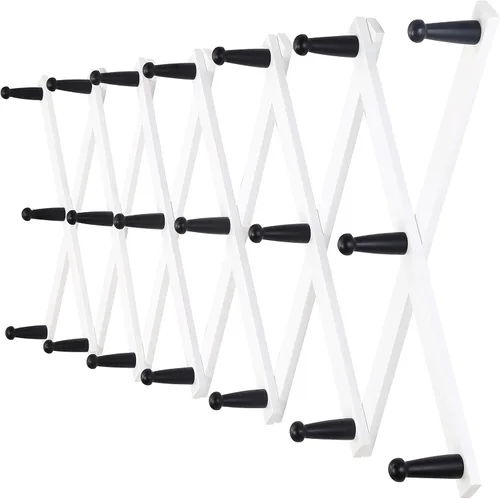 Miniatura 38 de Dseap Acordeón de pared: Perchero de pared expandible de madera de 16" de alto, soporte para sombreros, gancho de acordeón para gorras de béisbol