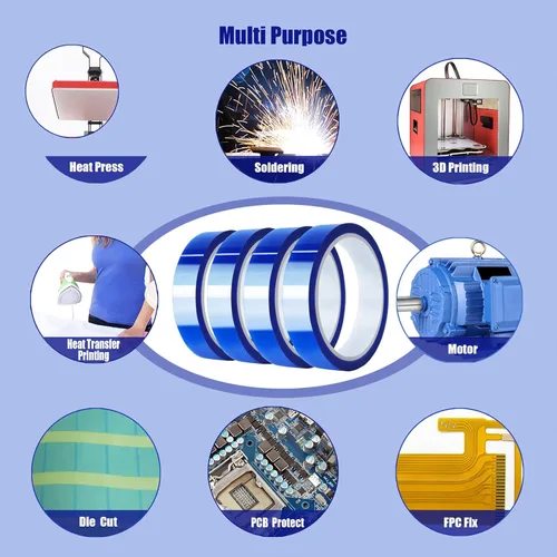 Miniatura 7 de MEBMIK 4 rollos de cinta térmica azul de 20 mm x 33 m (108 pies), cinta de alta temperatura resistente al calor, cinta de transferencia de calor