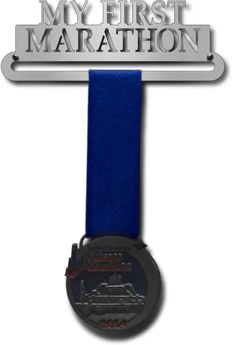 Allied Medal Hangers - My First Marathon - Medallero individual (6'' de ancho con 1 barra colgante) - Libro Antiqua/Book Antiqua Negative -