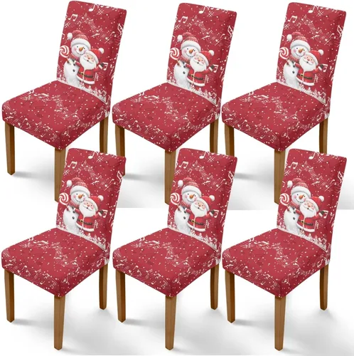 Miniatura 9 de Rnyleeg Fundas de silla de Navidad para sala de estar, diseño de muñeco de nieve azul, estampado de pájaros, fundas para sillas de comedor, 1