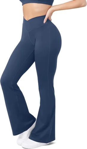 Miniatura 118 de HEGALY Pantalones de yoga acampanados para mujer, leggings cruzados, suaves, de cintura alta, pantalones casuales de entrenamiento con corte de bota