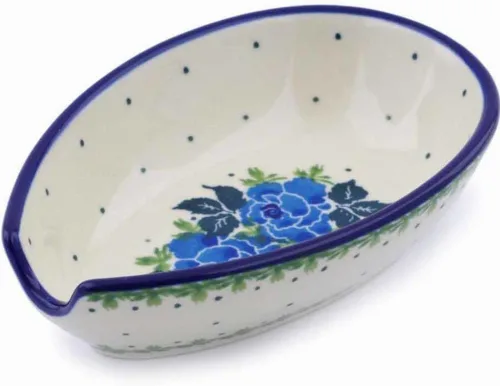 Miniatura 14 de Auténtico soporte de cuchara de cerámica polaca en diseño de amapolas azules hecho a mano en Bolesławiec Polonia por Ceramika Artystyczna +