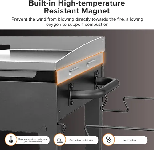 Miniatura 4 de Protectores de viento para parrilla Blackstone de 36 pulgadas, pantalla magnética de acero inoxidable para parrilla Blackstone, accesorios