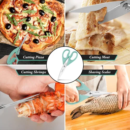 Miniatura 7 de Tijeras de Cocina, iBayam Tijeras de Cocina Resistentes para Carne Tijeras para Aves de Corral, Aptas para Lavavajillas Tijeras de Cocina para Sky