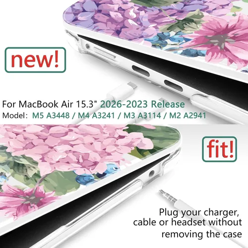 Miniatura 2 de TWOLSKOO Funda para MacBook Air de 15 pulgadas 2025 2024 2023 versión M4 A3241 M3 A3114 M2 A2941, carcasa rígida de plástico y protector