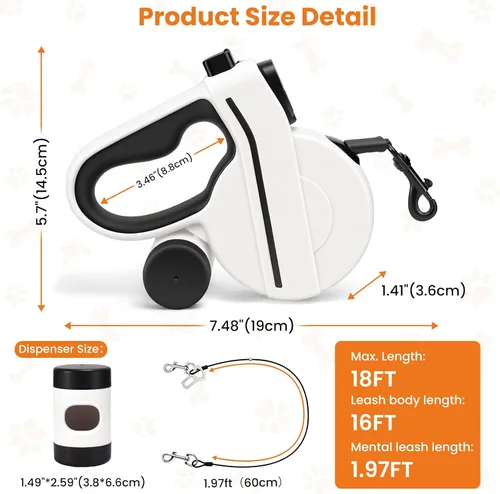 Miniatura 4 de Correa retráctil para perro con luz LED cargada por USB y cinta reflectante, correa flexible de 16 pies para perros grandes, correa para mascotas