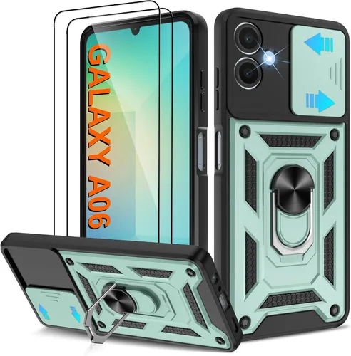 Miniatura 157 de ATUMP Funda para T-Mobile Revvl V Plus 5G con protector de pantalla HD con cubierta de cámara deslizante, soporte de anillo de rotación de 360° Negro