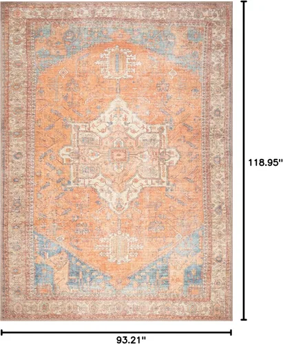 Miniatura 328 de GLN Rugs Traditional Collection - Alfombra de felpilla lavable a máquina, tradicional lavable, antideslizante, alfombra de felpilla de pelo corto