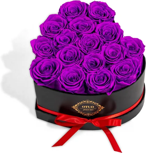 Miniatura 11 de 16 rosas preservadas en caja en forma de corazón, flores para entrega Prime que duran hasta 2 años, flores reales eternas para esposa, novia, madre