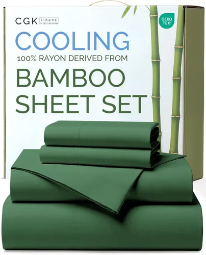Miniatura 11 de Sábanas de bambú 100% rayón derivado de bambú, tamaño individual, sábanas refrescantes para individuales. Ropa de cama ultra suave, transpirable