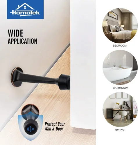 Miniatura 7 de HOMOTEK Paquete de 20 topes de puerta rígidos sólidos resistentes con punta de goma suave, tope de puerta fundido de zinc para proteger la pared